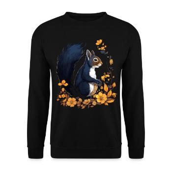 Écureuil Fleurs Art Cadeau Animal de la forêt - Sweat-shirt Unisexe - noir - Devant - Alina (178cm) & Michal (187cm)