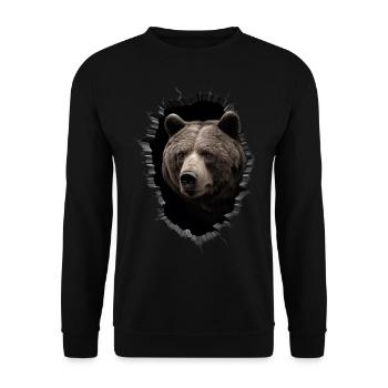 Bear Wall Hole Bag Animal Gift Animal Motif Animals - Unisex Sweatshirt - black - Front - Alina (178cm) & Michal (187cm)
