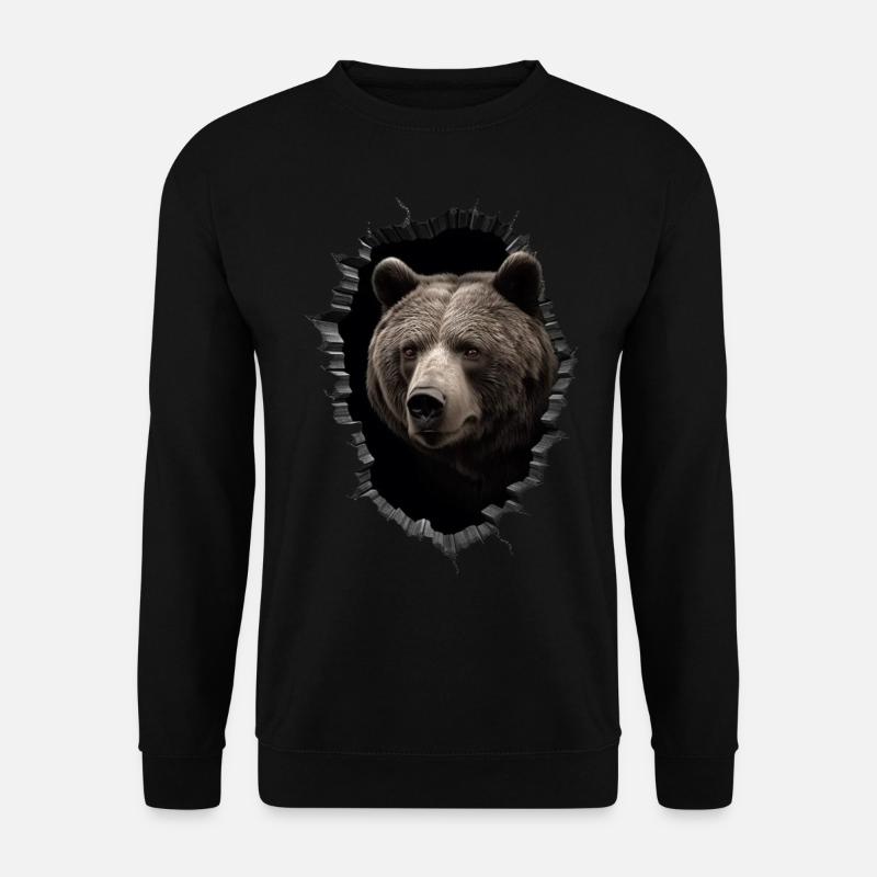 Bär Wand Loch Tasche Tier Geschenk Tiermotiv Tiere - Unisex Pullover - Schwarz