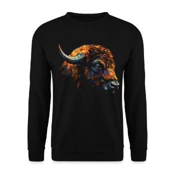 Bison Polygon Colorful Forest Animals Animal Gift Animals - Unisex Sweatshirt - black - Front - Alina (178cm) & Michal (187cm)