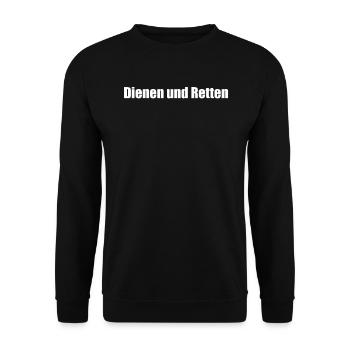 Feuerwehr - Dienen und Retten - Unisex Pullover - Schwarz - Vorne - Alina (178cm) & Michal (187cm)