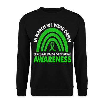 In March we wear Green Cerebral Palsy Syndrome - Unisex Sweatshirt - black - Front - Alina (178cm) & Michal (187cm)