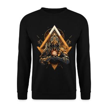 Epic Gamer Guardian mit goldener Energiequelle - Unisex Pullover - Schwarz - Vorne - Alina (178cm) & Michal (187cm)