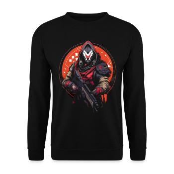 Epic Gamer Guardian with Cape on the Hunt Design - Unisex Sweatshirt - black - Front - Alina (178cm) & Michal (187cm)