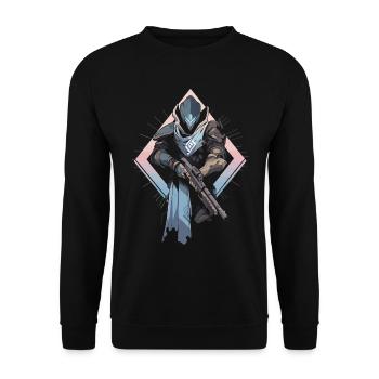 Epic Gamer Guardian with Pastel Colors Background - Unisex Sweatshirt - black - Front - Alina (178cm) & Michal (187cm)