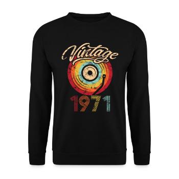 1971 Anniversaire Vinyle Vintage - Sweat-shirt Unisexe - noir - Devant - Alina (178cm) & Michal (187cm)