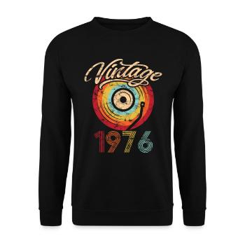 1976 Anniversaire Vinyle Vintage - Sweat-shirt Unisexe - noir - Devant - Alina (178cm) & Michal (187cm)