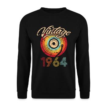 1964 Anniversaire Vinyle Vintage - Sweat-shirt Unisexe - noir - Devant - Alina (178cm) & Michal (187cm)