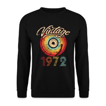 1972 Anniversaire Vinyle Vintage - Sweat-shirt Unisexe - noir - Devant - Alina (178cm) & Michal (187cm)