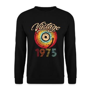 1975 Anniversaire Vinyle Vintage - Sweat-shirt Unisexe - noir - Devant - Alina (178cm) & Michal (187cm)