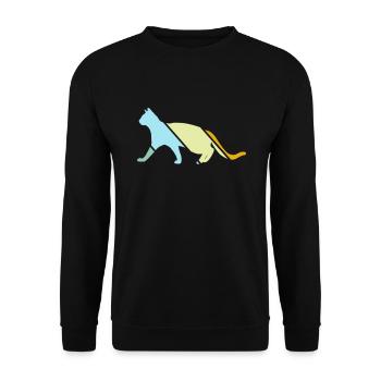 Katze Retro - Unisex Pullover - Schwarz - Vorne - Alina (178cm) & Michal (187cm)