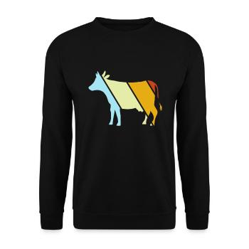 Kuh Retro - Unisex Pullover - Schwarz - Vorne - Alina (178cm) & Michal (187cm)