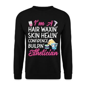 Cute Licensed Esthetician Skincare - Unisex Pullover - Schwarz - Vorne - Alina (178cm) & Michal (187cm)