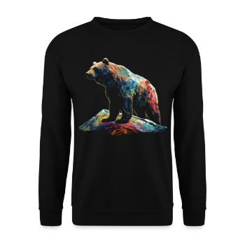 Bear Mountains Colorful Wild Animals Predators Gift Animal - Unisex Sweatshirt - black - Front - Alina (178cm) & Michal (187cm)