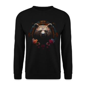 Ours Fleurs Art Forêt Animaux Idée Cadeau Femme Animal - Sweat-shirt Unisexe - noir - Devant - Alina (178cm) & Michal (187cm)