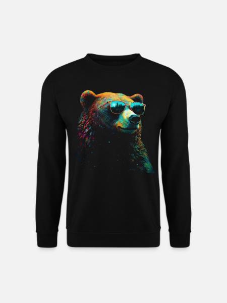Bär Sonnenbrille Cool Waldtiere Geschenk Bären - Unisex Pullover - Schwarz