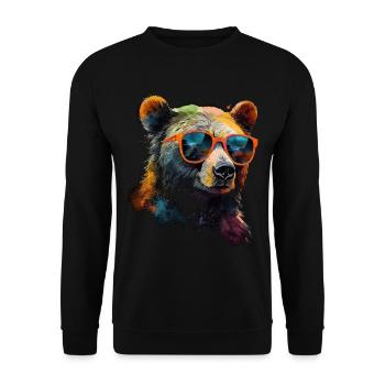 Bear Sunglasses Colorful Art Gift Cool Animal - Unisex Sweatshirt - black - Front - Alina (178cm) & Michal (187cm)