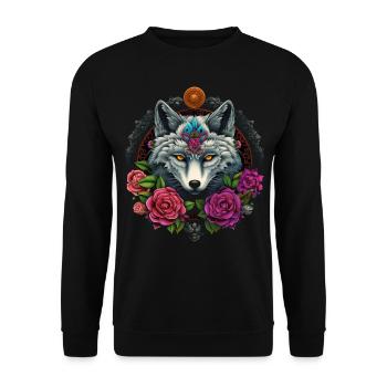 Fuchs Tierliebhaber Geschenk Tier Blumen - Unisex Pullover - Schwarz - Vorne - Alina (178cm) & Michal (187cm)