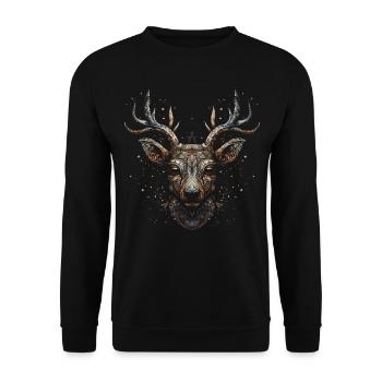 Deer Deer Forest Art Animal Gift Animal Motif - Sweat-shirt Unisexe - noir - Devant - Alina (178cm) & Michal (187cm)