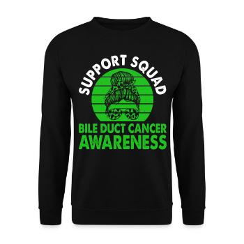 Mois de la sensibilisation au cancer des canaux biliaires de l’Escouade de soutien - Sweat-shirt Unisexe - noir - Devant - Alina (178cm) & Michal (187cm)