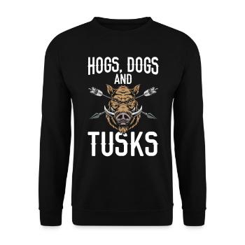 Schweine Hunde und Stoßzähne Wildschwein Wildschwe - Unisex Pullover - Schwarz - Vorne - Alina (178cm) & Michal (187cm)