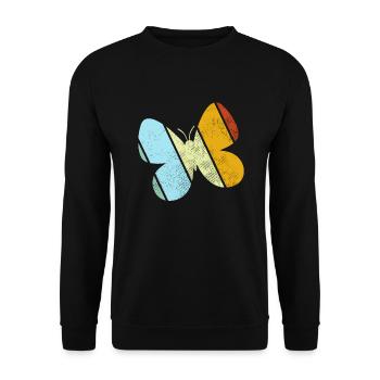 Schmetterling Retro - Unisex Pullover - Schwarz - Vorne - Alina (178cm) & Michal (187cm)