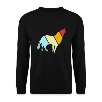 Wolf Retro - Unisex Pullover - Schwarz - Vorne - Alina (178cm) & Michal (187cm)