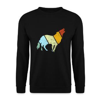 Wolf Retro - Unisex Pullover - Schwarz - Vorne - Alina (178cm) & Michal (187cm)