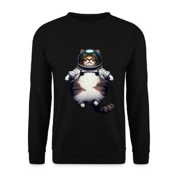 Gros chat astronaute - Sweat-shirt Unisexe - noir - Devant - Alina (178cm) & Michal (187cm)