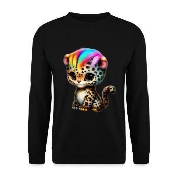 Bébé léopard à crinière arc-en-ciel - Sweat-shirt Unisexe - noir - Devant - Alina (178cm) & Michal (187cm)