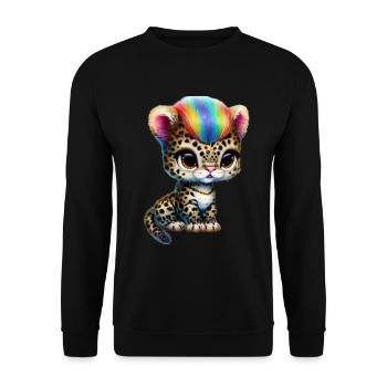 Bébé léopard à crinière arc-en-ciel - Sweat-shirt Unisexe - noir - Devant - Alina (178cm) & Michal (187cm)