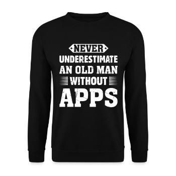 Ne sous-estimez jamais un vieil homme sans applications - Carp - Sweat-shirt Unisexe - noir - Devant - Alina (178cm) & Michal (187cm)