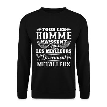 Les Meilleurs Deviennent Métalleux cadeau humour - Sweat-shirt Unisexe - noir - Devant - Alina (178cm) & Michal (187cm)