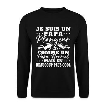 Papa Plongeur Cadeau Humour Fête des Pères Plongée - Sweat-shirt Unisexe - noir - Devant - Alina (178cm) & Michal (187cm)