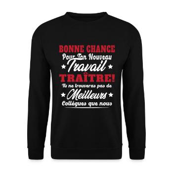 Départ Collègue Travail Bonnce Chance Cadeau Drôle - Sweat-shirt Unisexe - noir - Devant - Alina (178cm) & Michal (187cm)