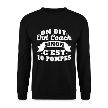 On Dit Oui Coach Humour Coaching Sportif Cadeau - Sweat-shirt Unisexe - noir - Devant - Alina (178cm) & Michal (187cm)