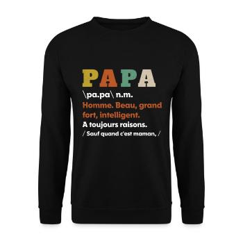 Papa Définition Idée Cadeau pour La Fête des Pères - Sweat-shirt Unisexe - noir - Devant - Alina (178cm) & Michal (187cm)