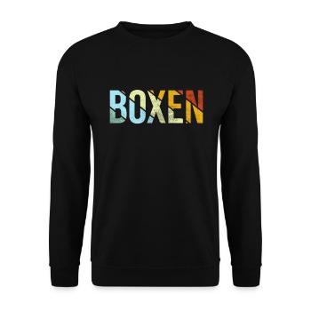 Boxen Retro - Unisex Pullover - Schwarz - Vorne - Alina (178cm) & Michal (187cm)