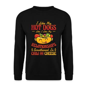 Chili Dog Hot dog Sausage Fastfood - Unisex Sweatshirt - black - Front - Alina (178cm) & Michal (187cm)