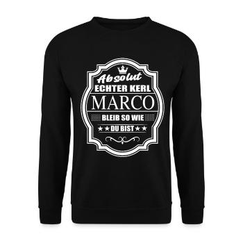 Absolut Echter Kerl Marco Bleib So Wie Du Bist - Unisex Pullover - Schwarz - Vorne - Alina (178cm) & Michal (187cm)