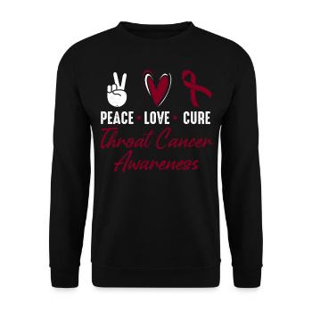 Frieden, Liebe, Heilung, Kehlkopfkrebs, - Unisex Pullover - Schwarz - Vorne - Alina (178cm) & Michal (187cm)