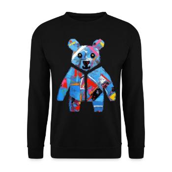 Bear Artwork Animal Bear Gift Animal Motif Art - Unisex Sweatshirt - black - Front - Alina (178cm) & Michal (187cm)