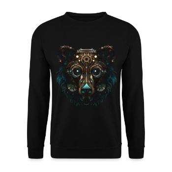 Bär Mandala Fantasie Kreativ Geschenk Tier Motiv - Unisex Pullover - Schwarz - Vorne - Alina (178cm) & Michal (187cm)
