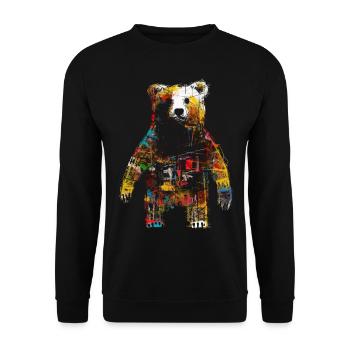 Bear Artwork Animal Bear Gift Animal Motif Art - Unisex Sweatshirt - black - Front - Alina (178cm) & Michal (187cm)