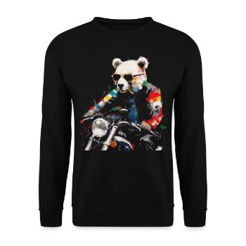Bear Motorcycle Polar Bear Cool Animal Colorful Sunglasses - Unisex Sweatshirt - black - Front - Alina (178cm) & Michal (187cm)