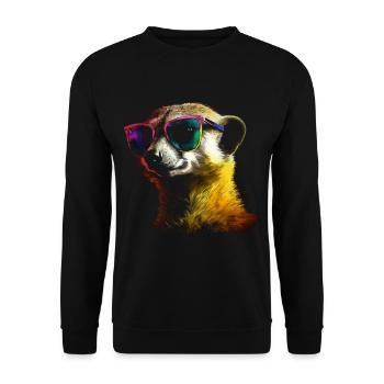 Meerkat Gift Animal Animal Motif Sunglasses - Unisex Sweatshirt - black - Front - Alina (178cm) & Michal (187cm)