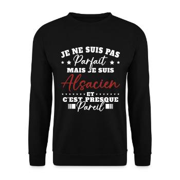 Pas Parfait mais Alsacien Cadeau Humour Alsace - Sweat-shirt Unisexe - noir - Devant - Alina (178cm) & Michal (187cm)