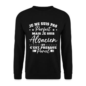 Pas Parfait mais Alsacien Cadeau Humour Alsace - Sweat-shirt Unisexe - noir - Devant - Alina (178cm) & Michal (187cm)