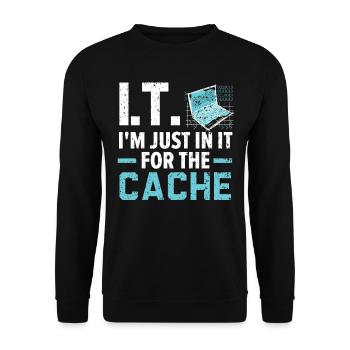 I.T. I'm Just In It For The Cache Computer - Unisex Pullover - Schwarz - Vorne - Alina (178cm) & Michal (187cm)