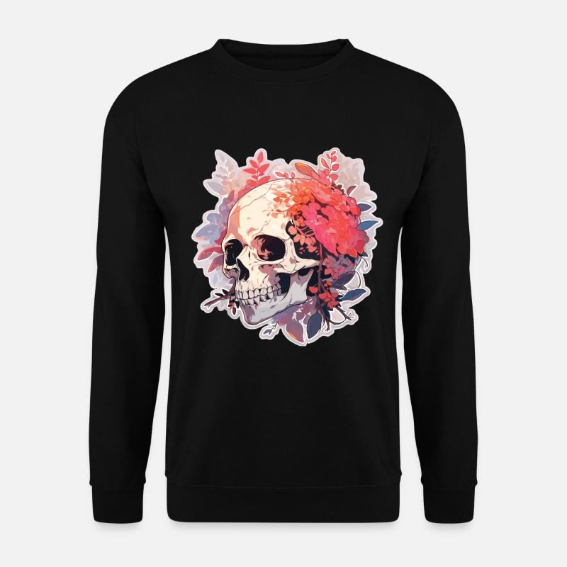 Crâne Crâne Fleurs Crânes - Sweat-shirt Unisexe - noir